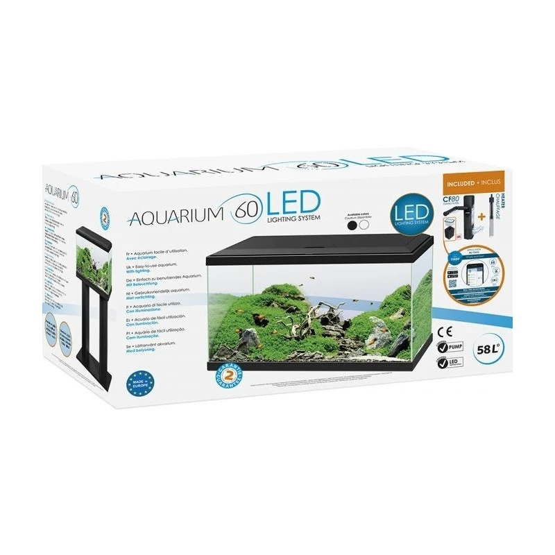 Aquarium 60 Led CF80 Noir 60x30x41cm - Ciano 4 Aquarium 60 Led CF80 Noir 60x30x41cm - Ciano – Image 2