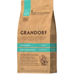 Chien Adult Medium & Maxi Races - 4 Viandes 1kg - Grandorf