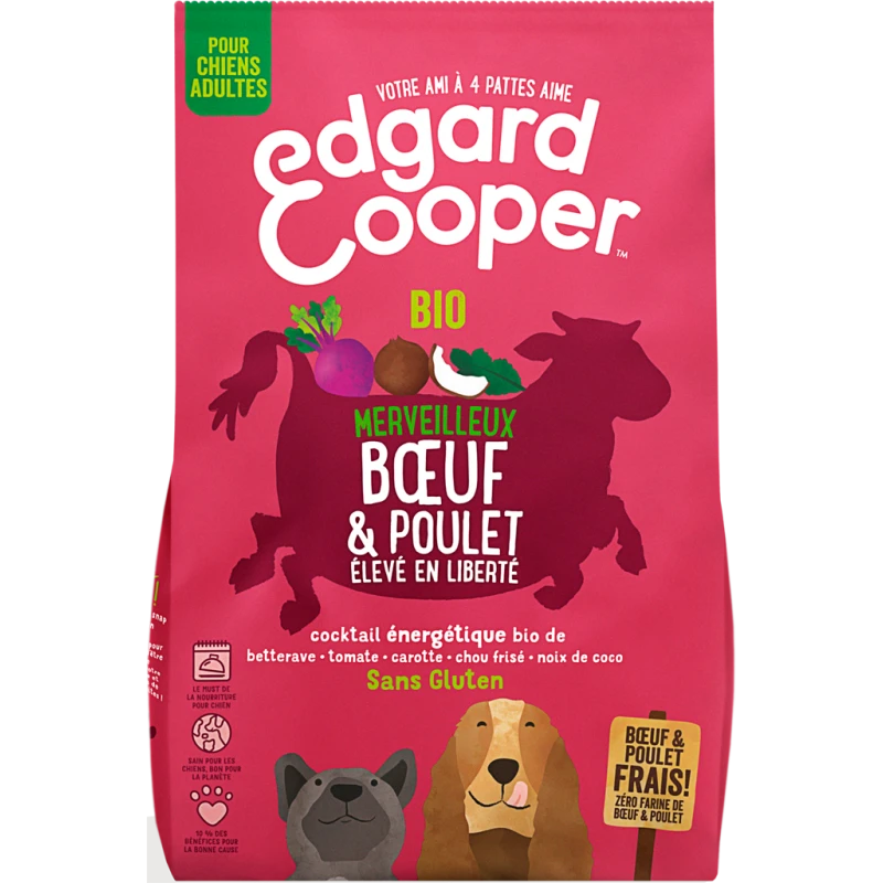 Croquettes Adult Poulet élevé En Liberté & Bœuf Frais Et Bio 7kg - Edgard & Cooper 3 Croquettes Adult Poulet élevé En Liberté & Bœuf Frais Et Bio 7kg - Edgard & Cooper
