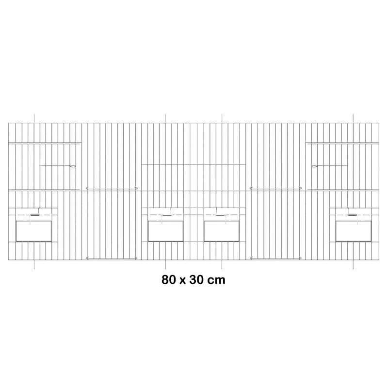Façade De Cage En Métal Avec Portes Mangeoires 80x30cm - Fauna 3 Façade De Cage En Métal Avec Portes Mangeoires 80x30cm - Fauna