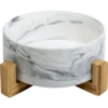 Gamelle En Céramique Blanc Marbré Avec Support En Bambou 1800ml - Animal Boulevard -Promos Naturalis Pets Boutique gamelle en ceramique blanc marbre avec support en bambou 1800ml animal boulevard ab65005 animal boulevard gamelle en ceramique b