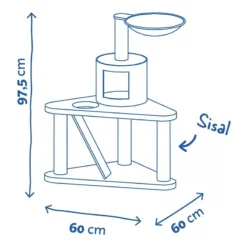 Griffoir Axelle Gris/Noir 60x60x95,5cm - Duvo+ -Promos Naturalis Pets Boutique griffoir axelle gris noir 60x60x955cm duvo 12172a duvo specifications plateau doux hamac abri et panneau peluche et sisal de qua 2