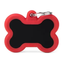 Médaille Gomme Os Aluminium Noir/Rouge