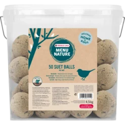 Menu Nature 50 Suet Balls NO Net 4,5kg - Boule Mésanges - Aliment D'hiver Gras (sans Filet, Sans Plastique, Dans Seau)