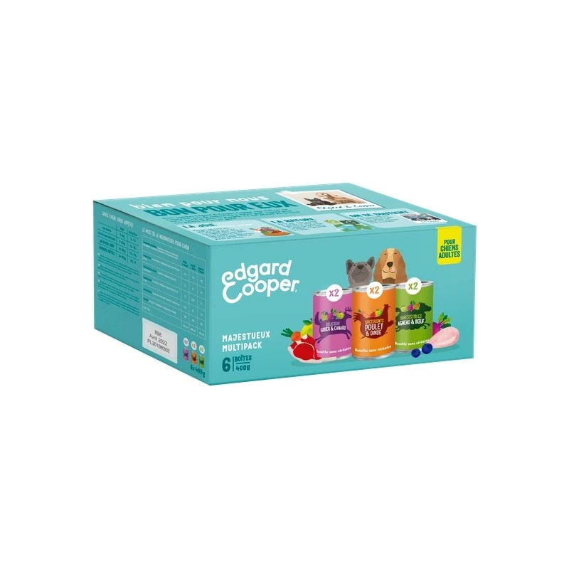 Multipack Patées Sans Céréales 6x400g Pour Chien Adulte - Edgard & Cooper 3 Multipack Patées Sans Céréales 6x400g Pour Chien Adulte - Edgard & Cooper
