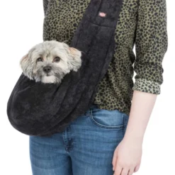 Sac Ventral Soft Noir/Gris - Trixie -Promos Naturalis Pets Boutique sac ventral soft noir gris trixie 28953 trixie sac ventral soft interieur en fausse fourrure contact optimal du corps avec lanim 3