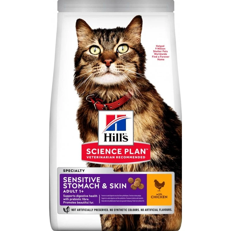 Science Plan Aliment Pour Chat Adulte Sensitive Stomach & Skin Poulet 1,5kg - Hill's 3 Science Plan Aliment Pour Chat Adulte Sensitive Stomach & Skin Poulet 1,5kg - Hill's
