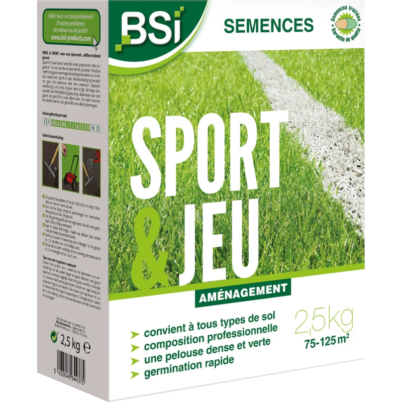 Semences Gazon Sport Et Jeux 2,5kg - BSI 3 Semences Gazon Sport Et Jeux 2,5kg - BSI